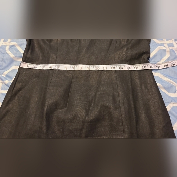 Black Sheath Dress 10 Shoulder Pads Lined Linen Blend Adolfo Studio VTG - Picture 6 of 8
